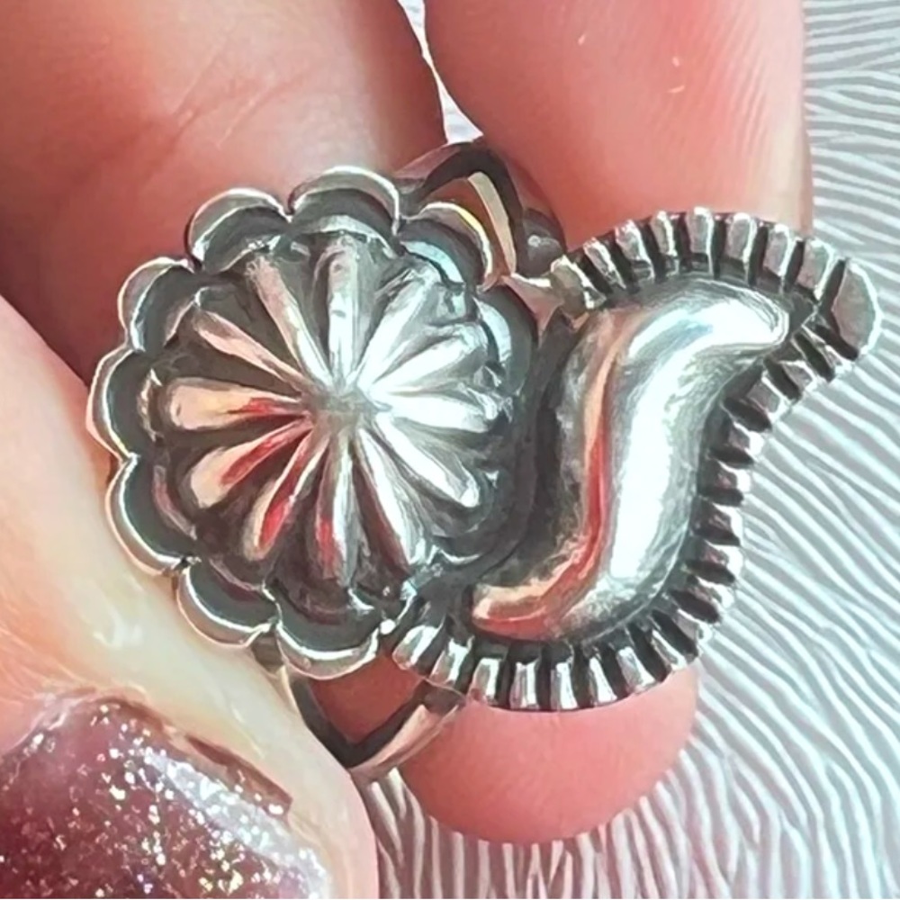 Sterling Silver Navajo Crafted Concho Ring